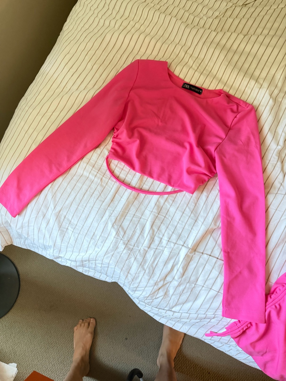 Zara Bright Fuchsia Sleeveless Crop Top S Women